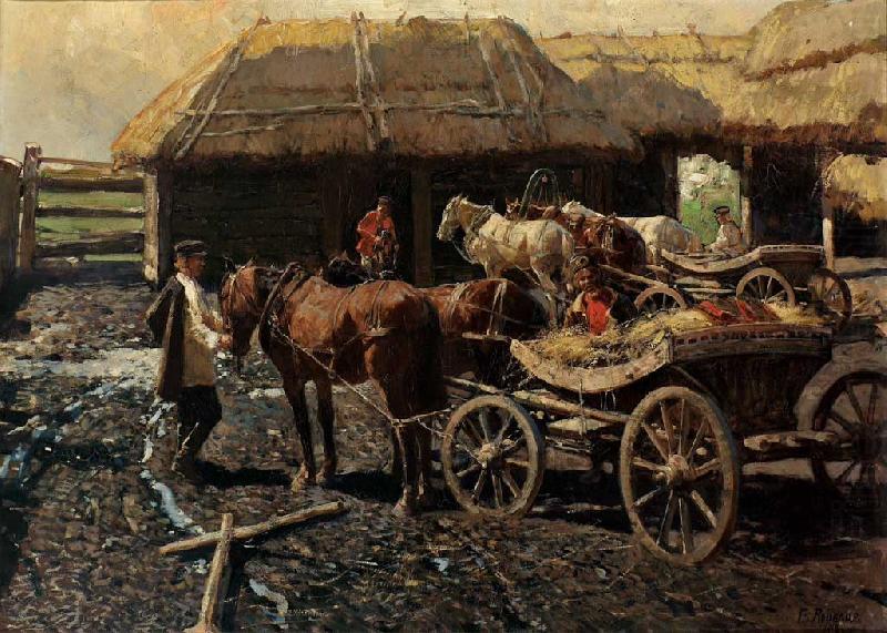 Franz Roubaud Poststation im Kaukasus china oil painting image